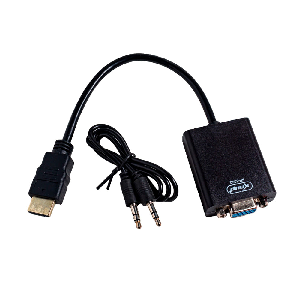 Mini Adaptador Conversor HDMI Para VGA Com Saída De Áudio Preto Knup KP-5032